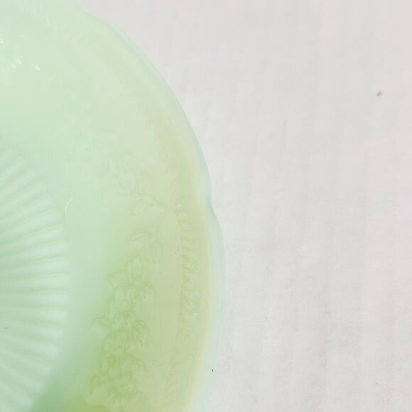 Fire King Anchor Hocking Jadite Saucer Only Lancaster Alice Floral Green Vtg - Picture 4 of 6